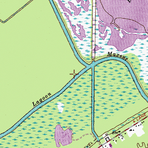 Topographic Map of Lagoon Maxent, LA