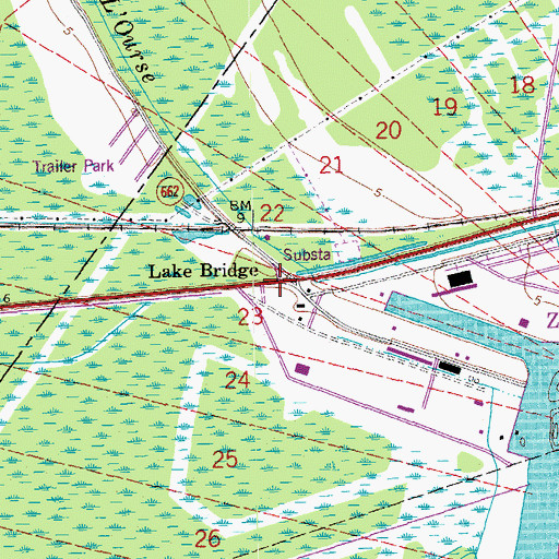 Topographic Map of Lake Bridge, LA