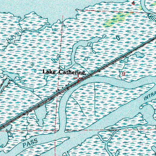 Topographic Map of Lake Catherine, LA