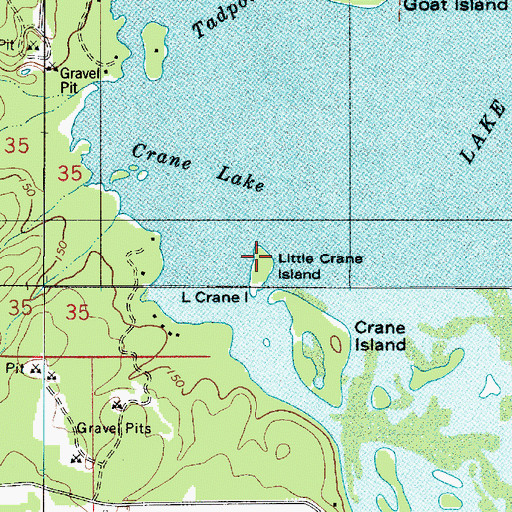 Topographic Map of Little Crane Island, LA