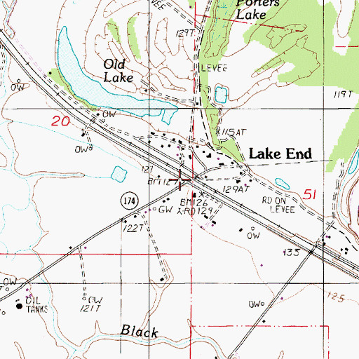 Topographic Map of Lake End, LA