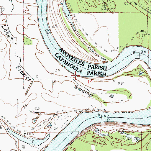 Topographic Map of Lake Frazier Swamp, LA