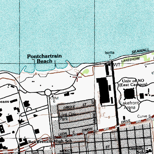 Topographic Map of Lake Oaks Park, LA