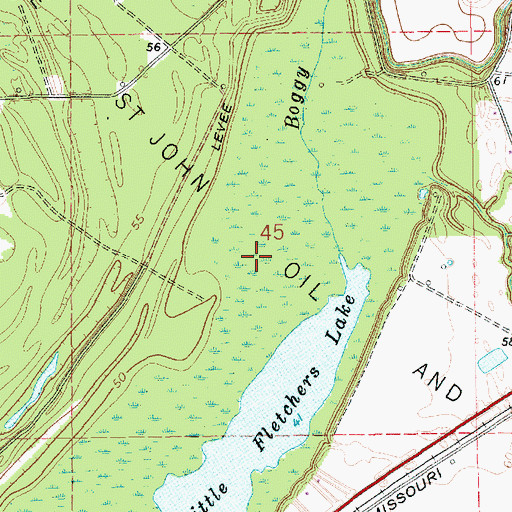 Topographic Map of Lake Saint John Oil and Gas Field, LA