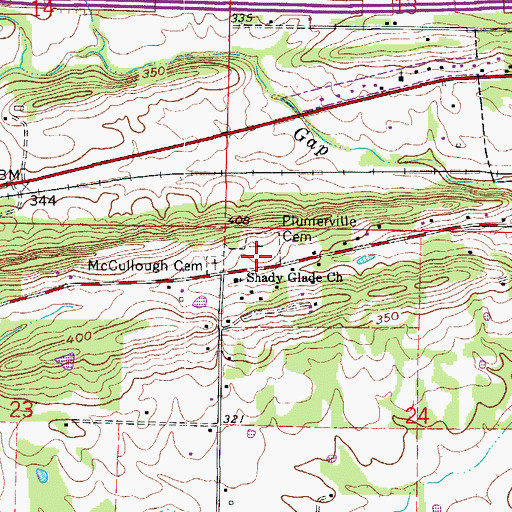 Topographic Map of Plumerville Cemetery, AR