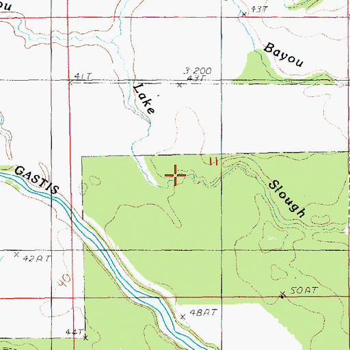 Topographic Map of Lake Slough, LA