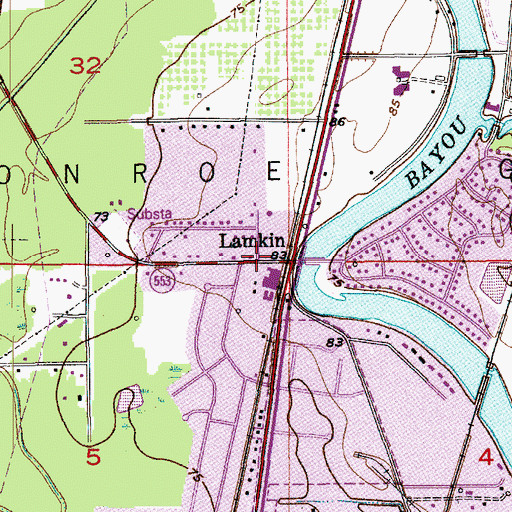 Topographic Map of Lamkin, LA