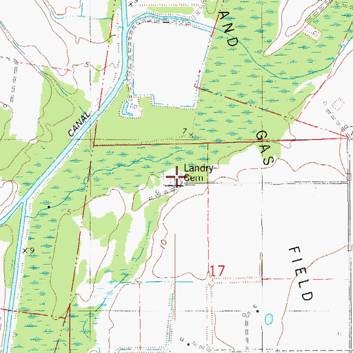 Topographic Map of Landry Cemetery, LA