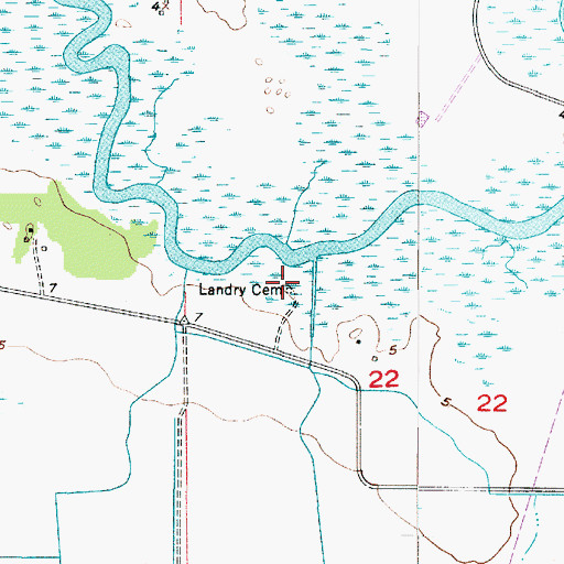 Topographic Map of Landry Cemetery, LA