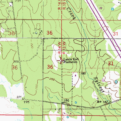Topographic Map of Lands End Plantation, LA