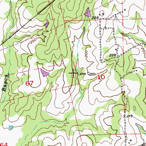 Topographic Map of Lane Cemetery, LA