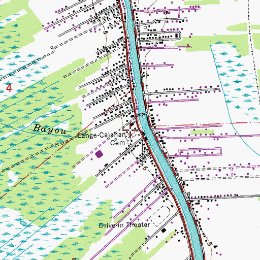 Topographic Map of Sacred Heart Cemetery / Mausoleum, LA