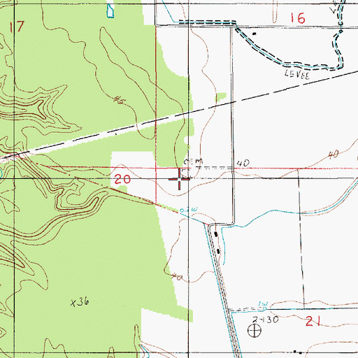 Topographic Map of Langley Cemetery, LA