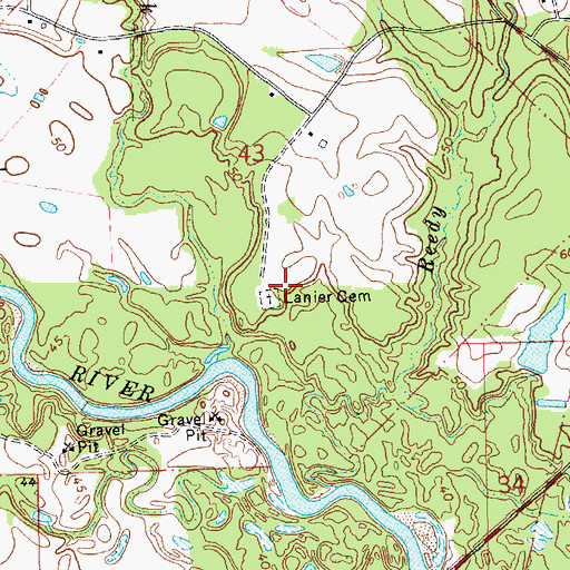 Topographic Map of Lanier Cemetery, LA