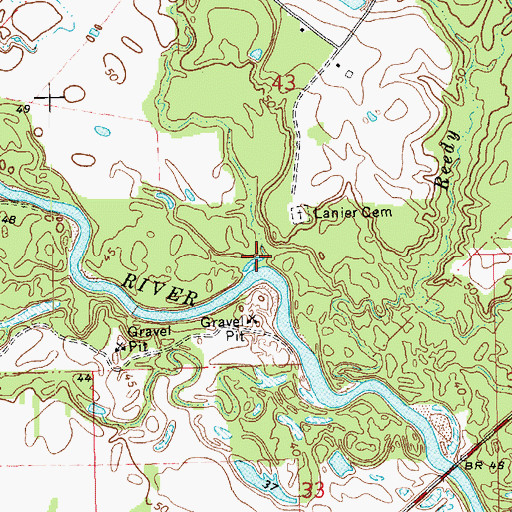 Topographic Map of Lanier Creek, LA