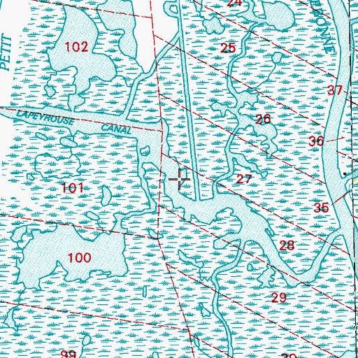 Topographic Map of Lapeyrouse Canal, LA