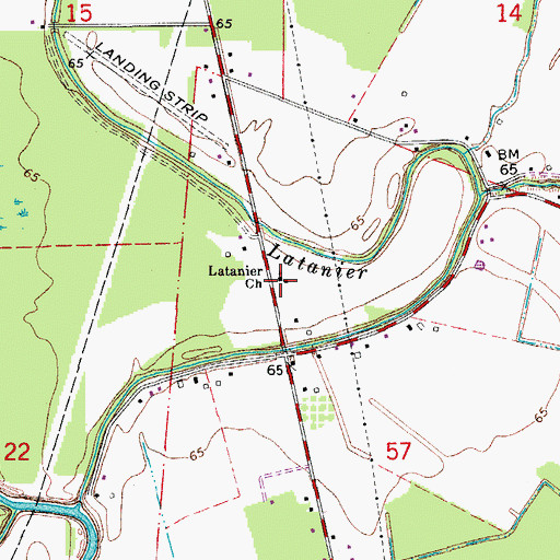 Topographic Map of Latanier Church, LA