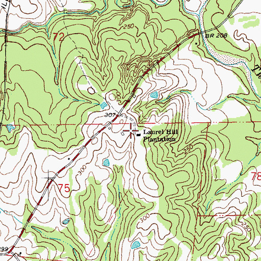 Topographic Map of Laurel Hill Plantation, LA