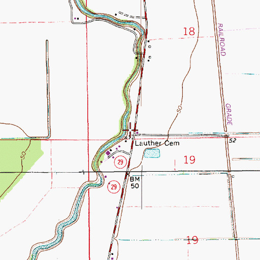 Topographic Map of Lauther Cemetery, LA