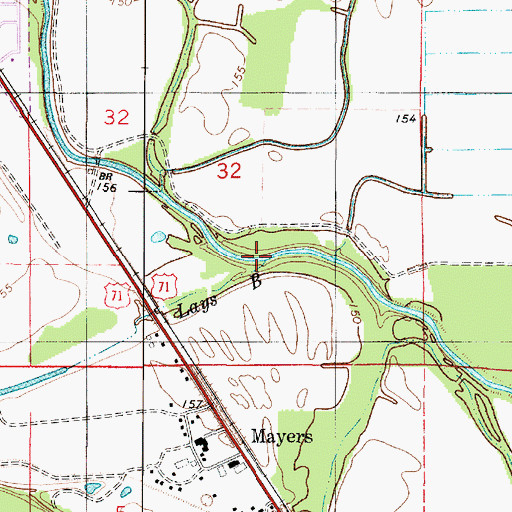 Topographic Map of Lays Bayou, LA
