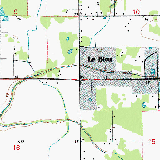 Topographic Map of Le Bleu, LA