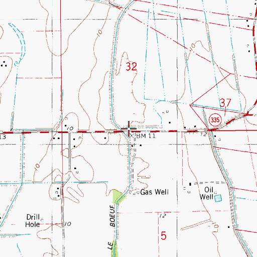 Topographic Map of Le Boeuf Canal, LA