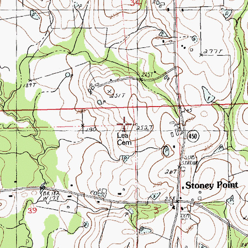 Topographic Map of Lea Cemetery, LA