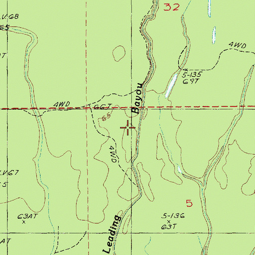 Topographic Map of Leading Bayou, LA