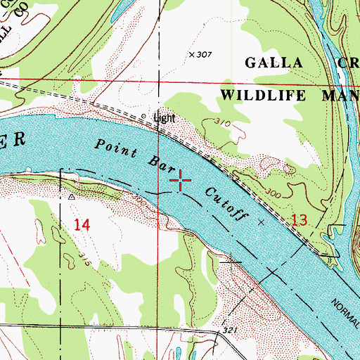 Topographic Map of Point Bar Cutoff, AR