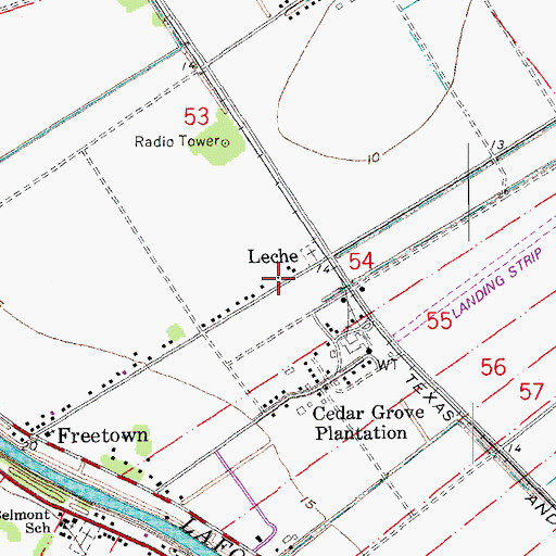Topographic Map of Leche, LA