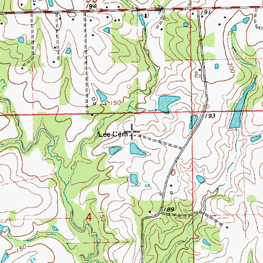 Topographic Map of Lee Cemetery, LA