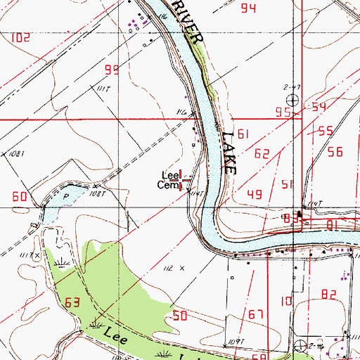 Topographic Map of Lee Cemetery, LA