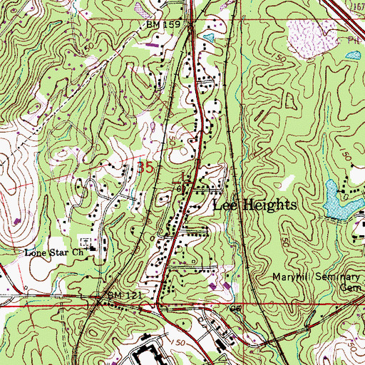 Topographic Map of Lee Heights, LA