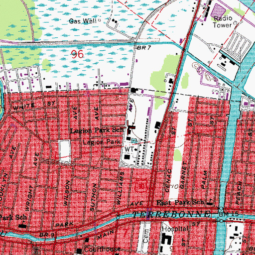Topographic Map of Legion Park Middle School, LA
