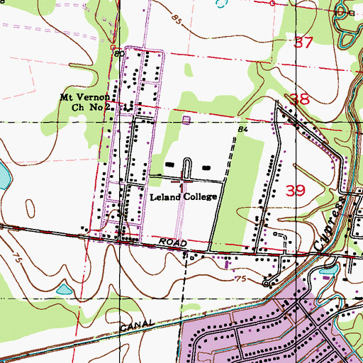 Topographic Map of Leland College (historical), LA