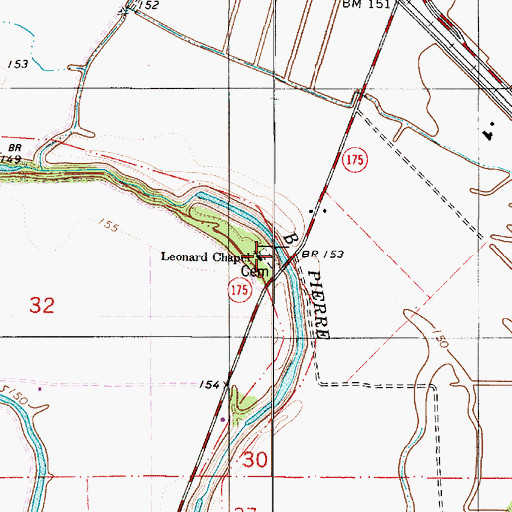 Topographic Map of Leonard Chapel, LA