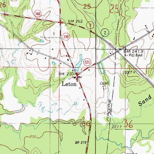 Topographic Map of Leton, LA