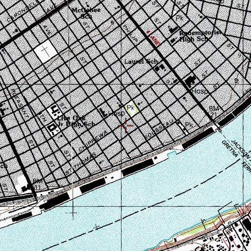 Topographic Map of Lewis School, LA