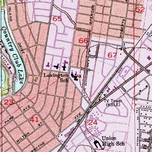 Topographic Map of Lexington Elementary School, LA