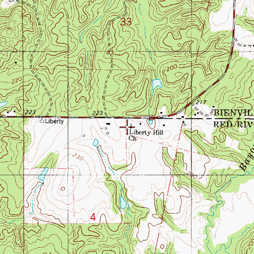 Topographic Map of Liberty Hill Church, LA