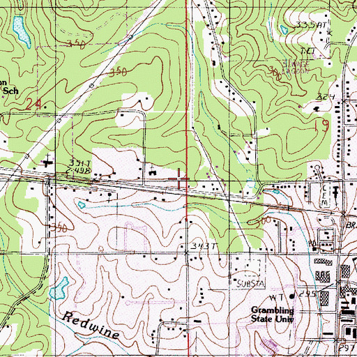 Topographic Map of Liberty Hill School, LA