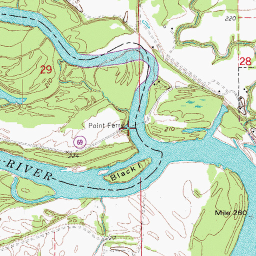 Topographic Map of Point Ferry, AR