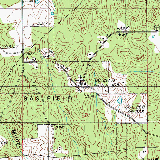Topographic Map of Liberty Hill School, LA
