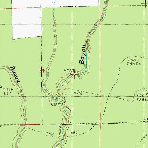 Topographic Map of Lick Bayou, LA