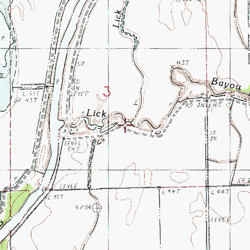 Topographic Map of Lick Branch, LA