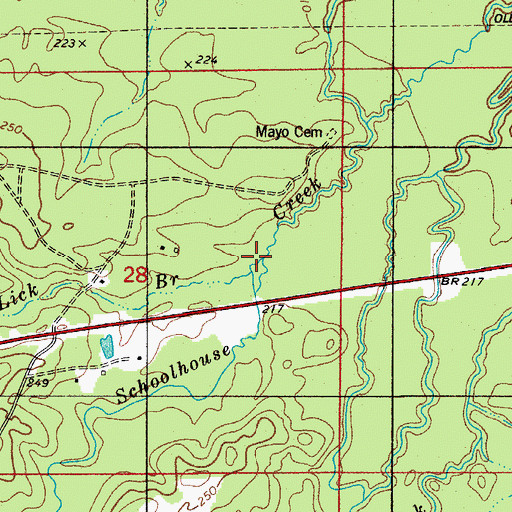 Topographic Map of Lick Branch, LA