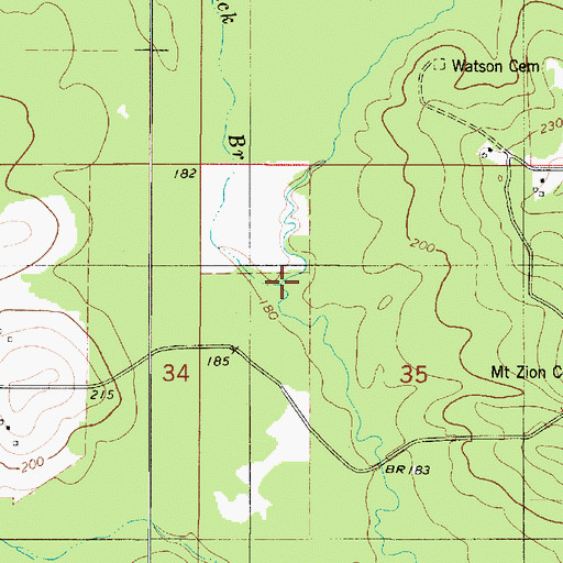 Topographic Map of Lick Branch, LA