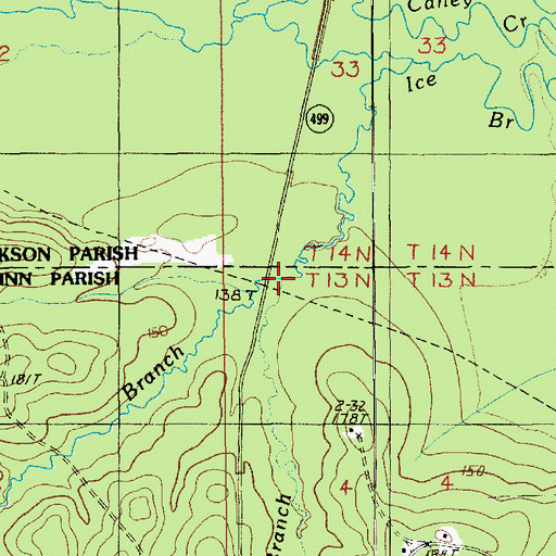 Topographic Map of Lick Branch, LA