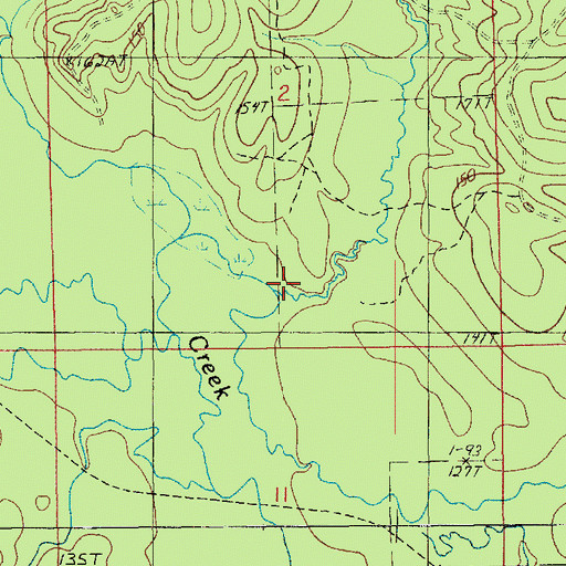 Topographic Map of Lick Creek, LA