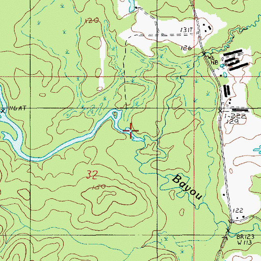 Topographic Map of Lick Creek, LA